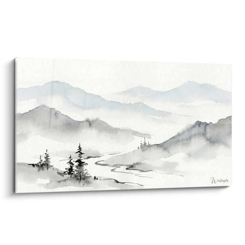 Mountain Landscape Watercolor Painting - Alpine Mists - The Alps Edition