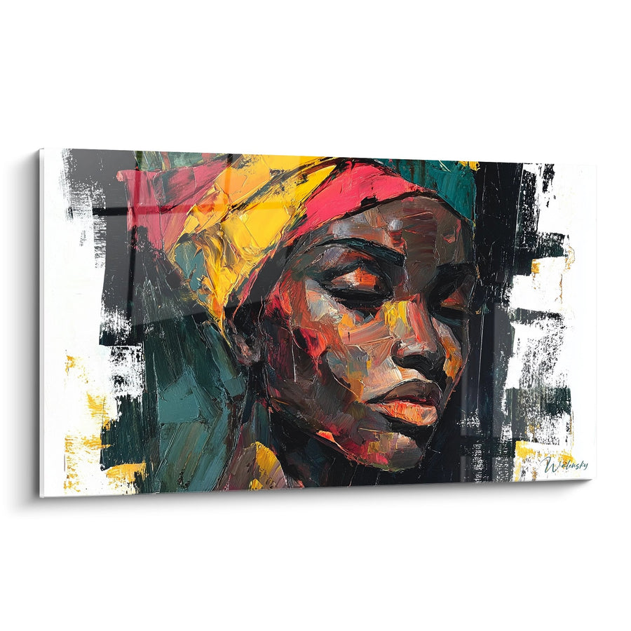 Tableau Visage Femme Africaine - Portrait Coloré Expressionniste - Edition Visage africain