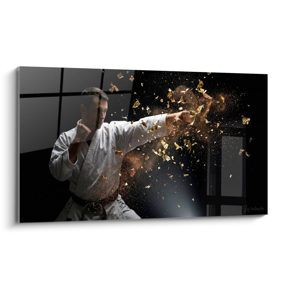 Tableau Karatéka Cassant une Planche - Explosion de Puissance - Edition Karaté