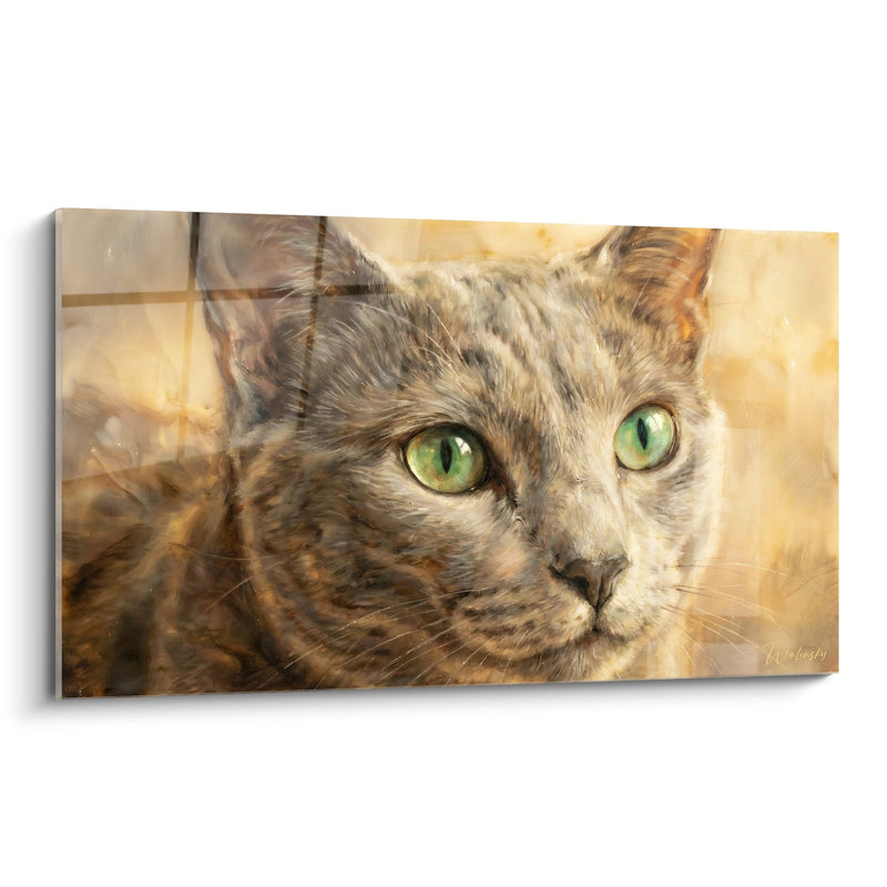 Tableau Chat aux yeux verts émeraude - Regard perçant - Edition chat Russian Blue