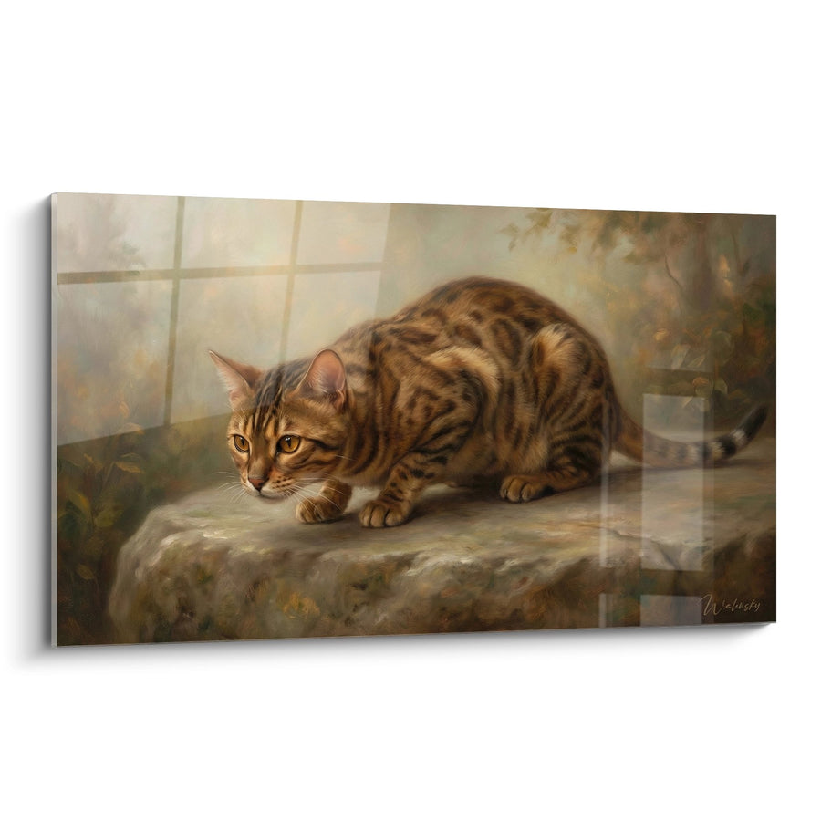 Tableau Chat Bengal sur Rebord de Fenêtre - Lumière Dorée - Edition chat Bengal