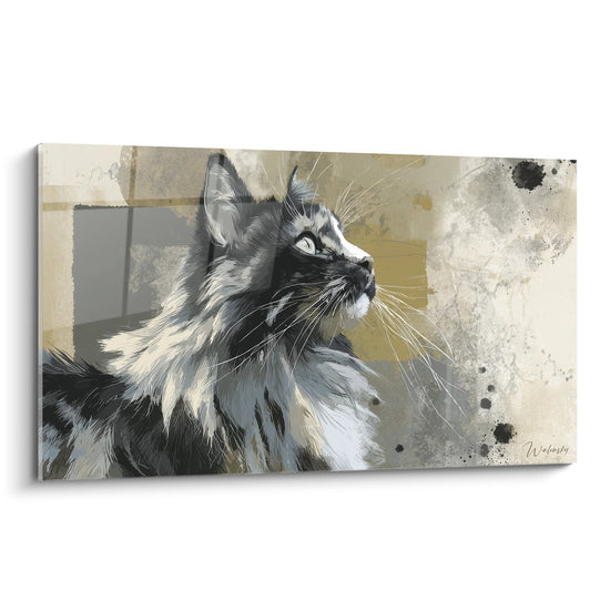 Cuadro Gato Siberiano Mirada Contemplativa - Elegancia Artística - Edición gato Siberiano