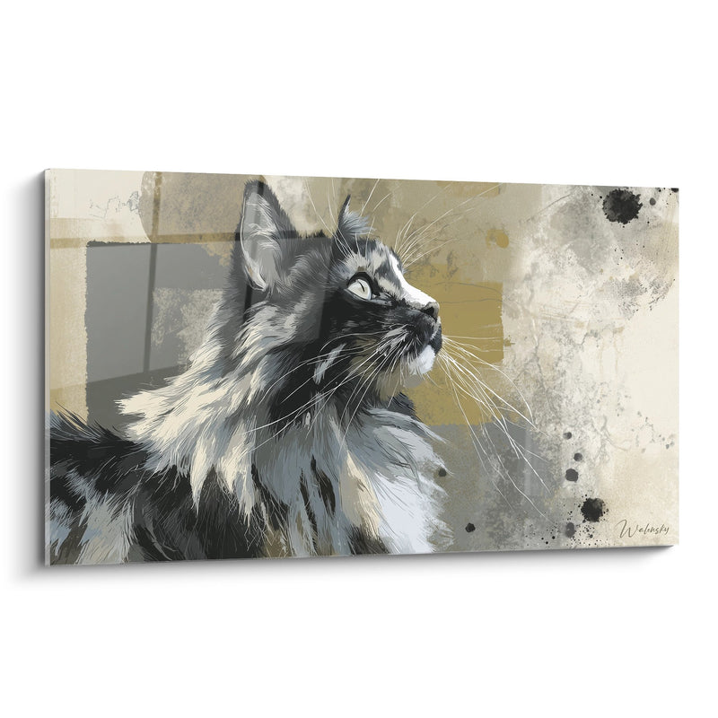 Tableau Chat Sibérien Regard Contemplatif - Élégance Artistique - Edition chat Sibérien