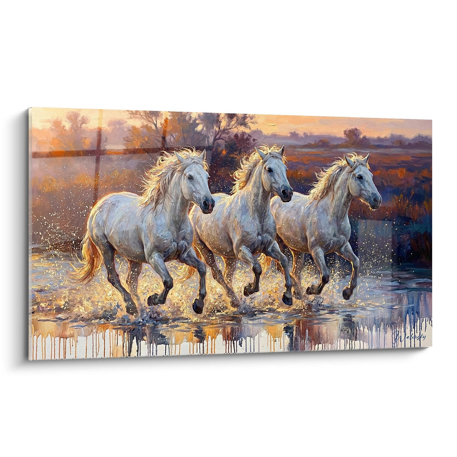 Tableau Chevaux Blancs - Galop Sauvage en Camargue - Edition Camargue