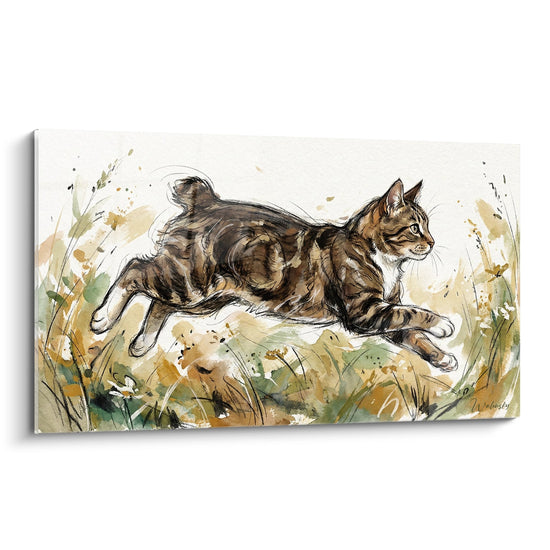 Schilderij: Springende Manx-kat - De wilde sprong - Uitgave Manx-kat
