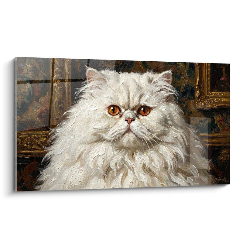 Tableau Chat Persan Blanc aux Yeux Dorés - Portrait Aristocratique - Edition chat Persan