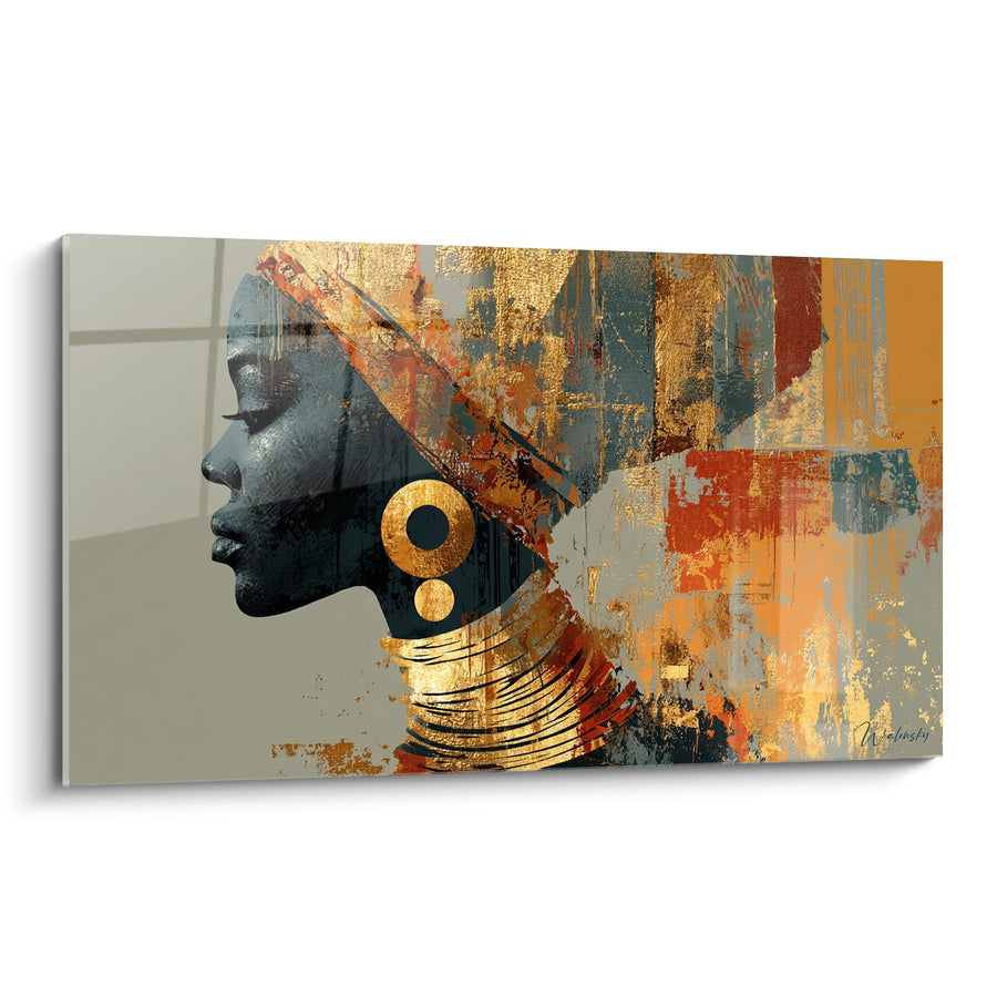 Tableau Femme Africaine - Élégance Dorée - Edition Visage africain