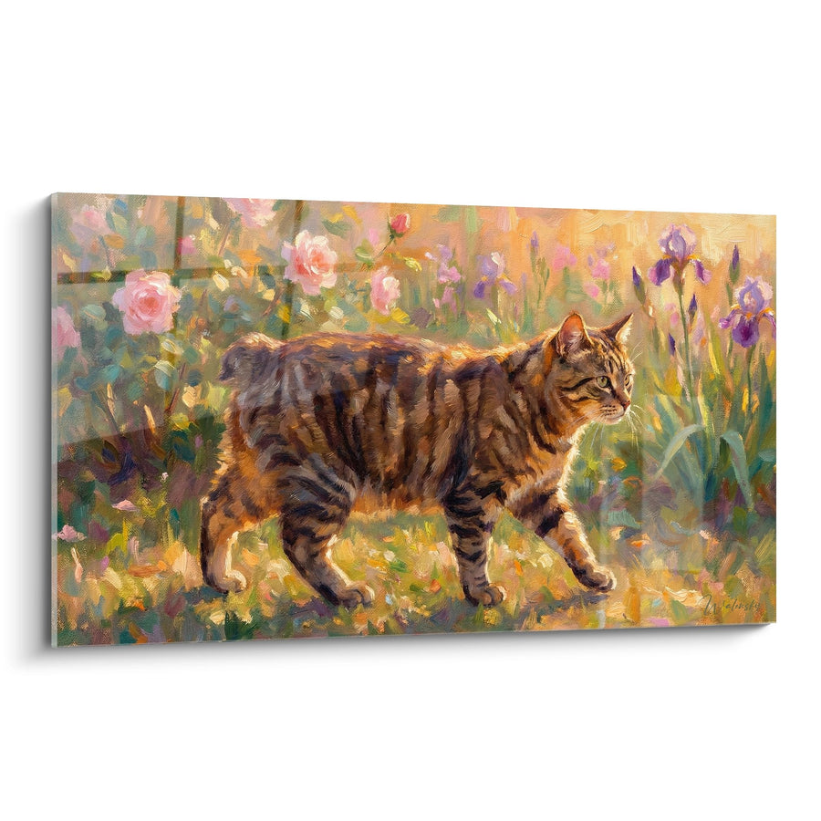 Tableau Chat Manx dans Jardin Fleuri - Balade Printanière - Edition chat Manx