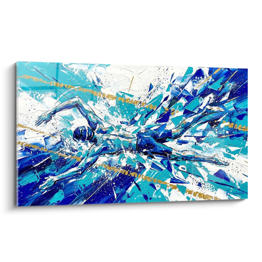 Tableau Natation Abstraite - Explosion Aquatique - Edition Natation