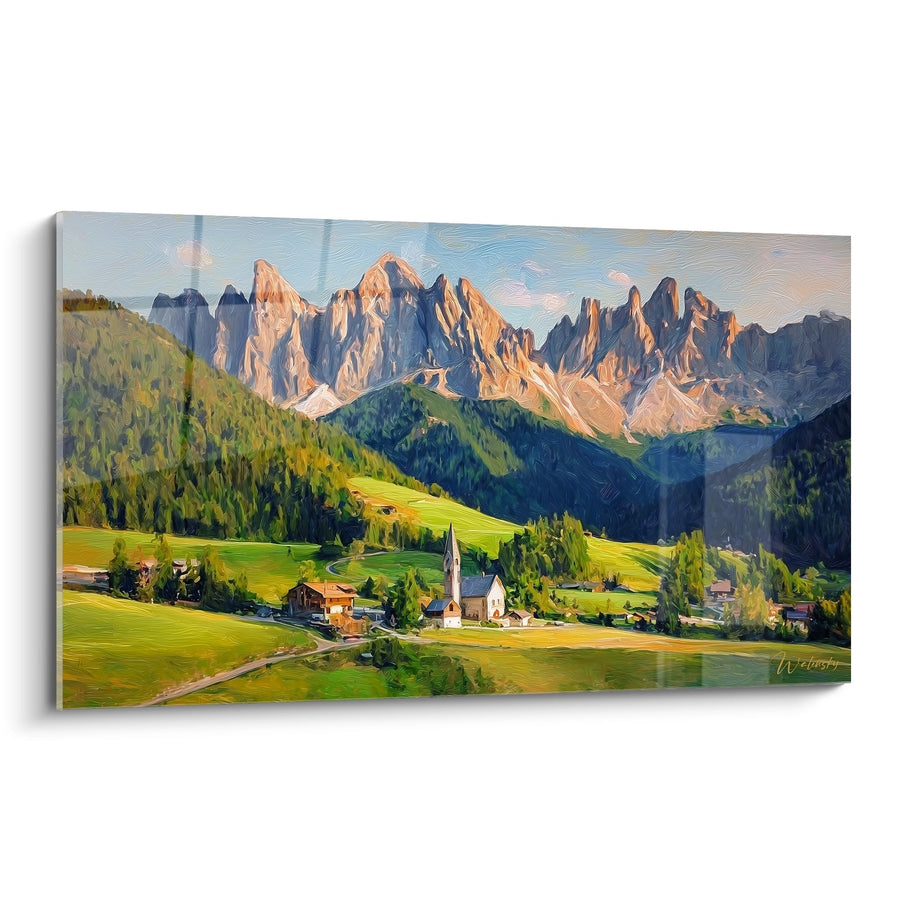 Tableau Village Alpin des Dolomites - Vallée Enchantée - Edition Les Dolomites