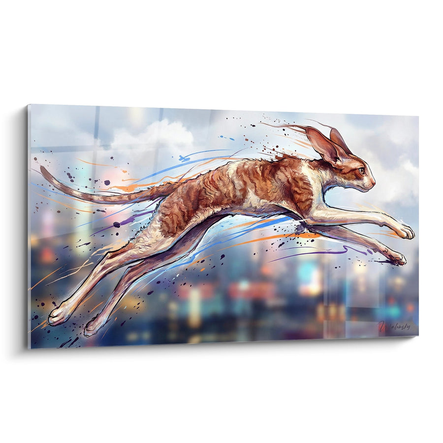 Tableau Chat Cornish Rex en Mouvement - Élégance Dynamique - Edition chat Cornish Rex