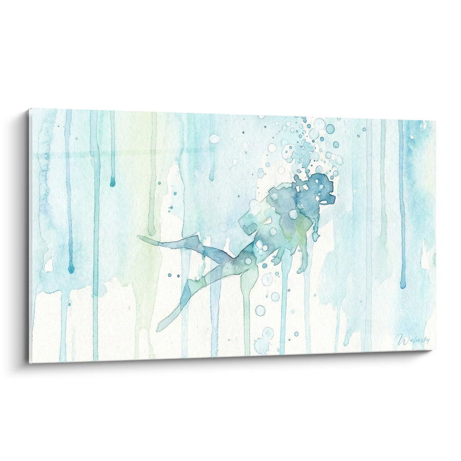 Tableau Plongeur Aquarelle - Immersion Bleue - Edition plongée sous-marine