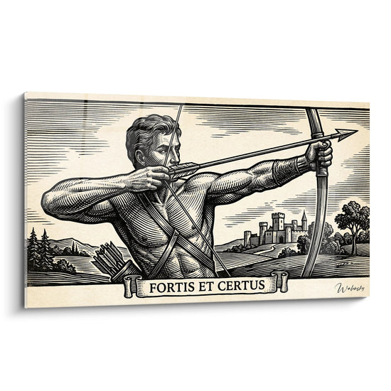 Tableau Archer Vintage - Fortis Et Certus - Edition Tir à l'arc