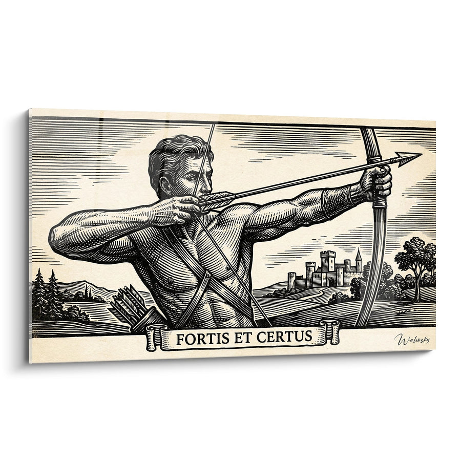 Tableau Archer Vintage - Fortis Et Certus - Edition Tir à l'arc