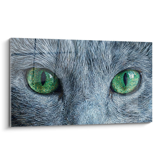 Tableau Yeux de Chat Russian Blue - Regard Emeraude - Edition chat Russian Blue