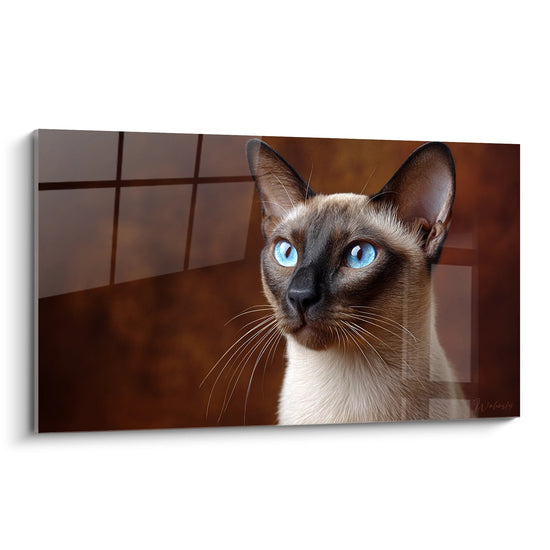 Schilderij Siamese Kat met Blauwe Ogen - Elegant Portret - Siamese kat Editie