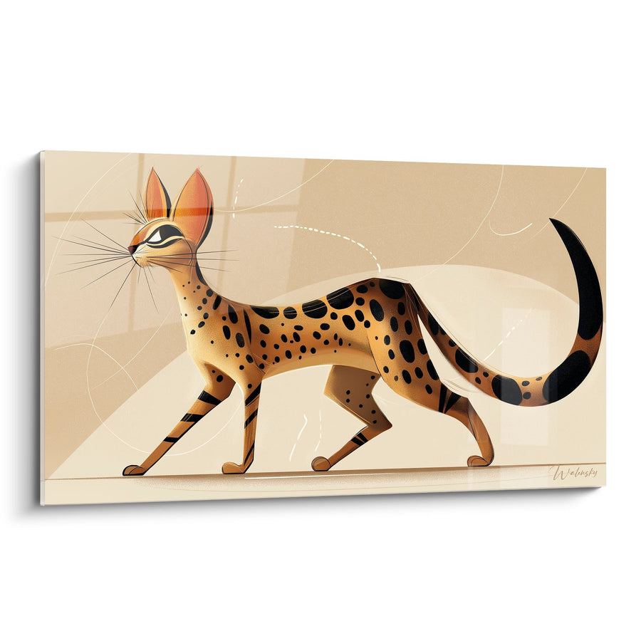 Tableau Chat Serval Stylisé - Grâce Sauvage - Edition chat Savannah