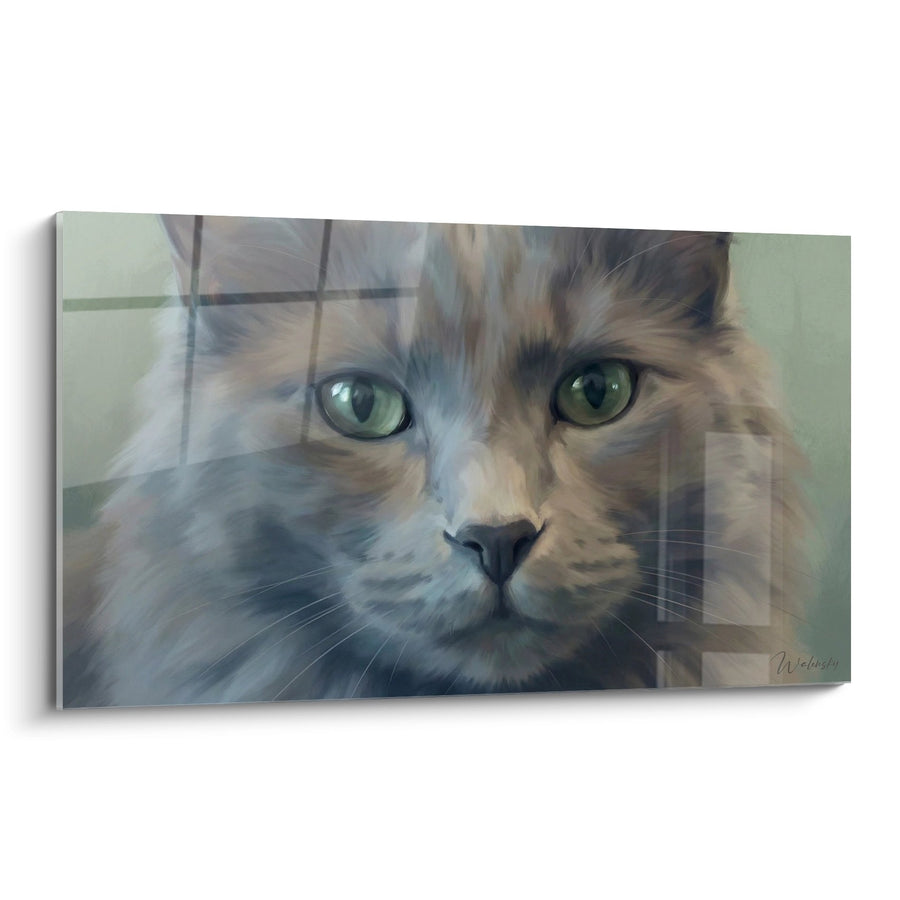 Tableau Chat Nebelung aux Yeux Verts - Regard Captivant - Edition chat Nebelung