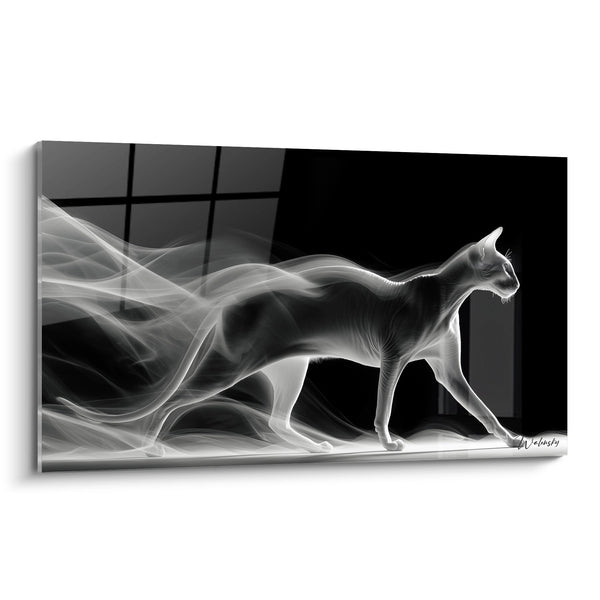 Tableau Chat Fantomatique Lumineux - Silhouette Etheree - Edition chat Peterbald