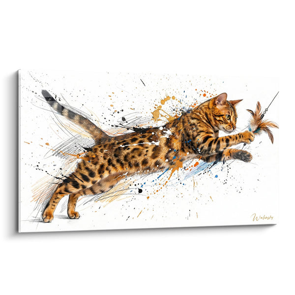 Cuadro gato bengal saltando - Movimiento Artístico - Edición gato bengal