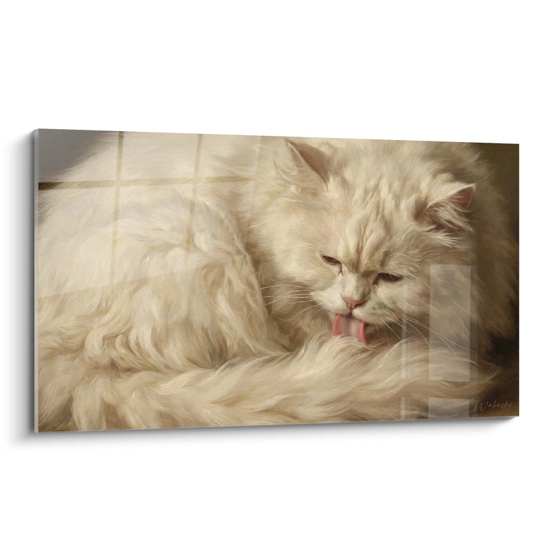 Persian Cat Grooming Painting - Feline Elegance - Persian Cat Edition