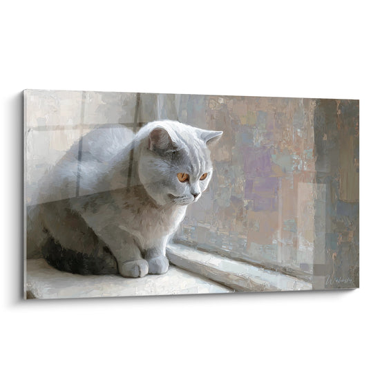British Shorthair Cat at the Window - Silent Contemplation - British Shorthair Cat Edition