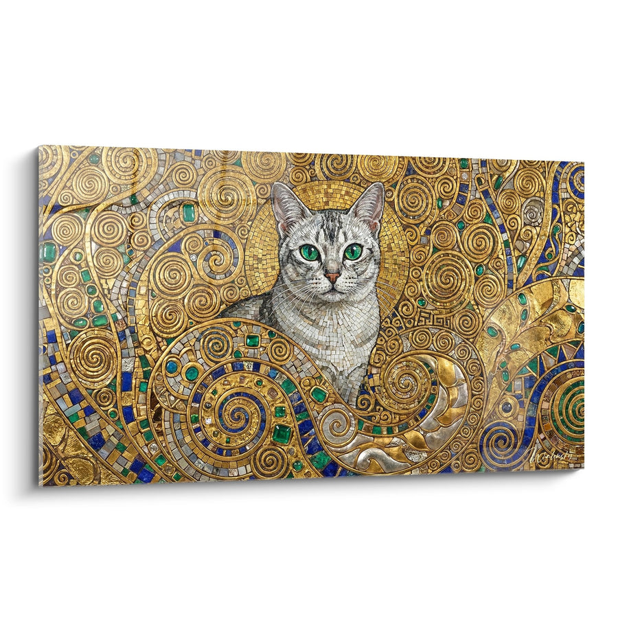 Tableau Chat Burmilla Mosaïque Dorée - Art Byzantin Félin - Edition chat Burmilla