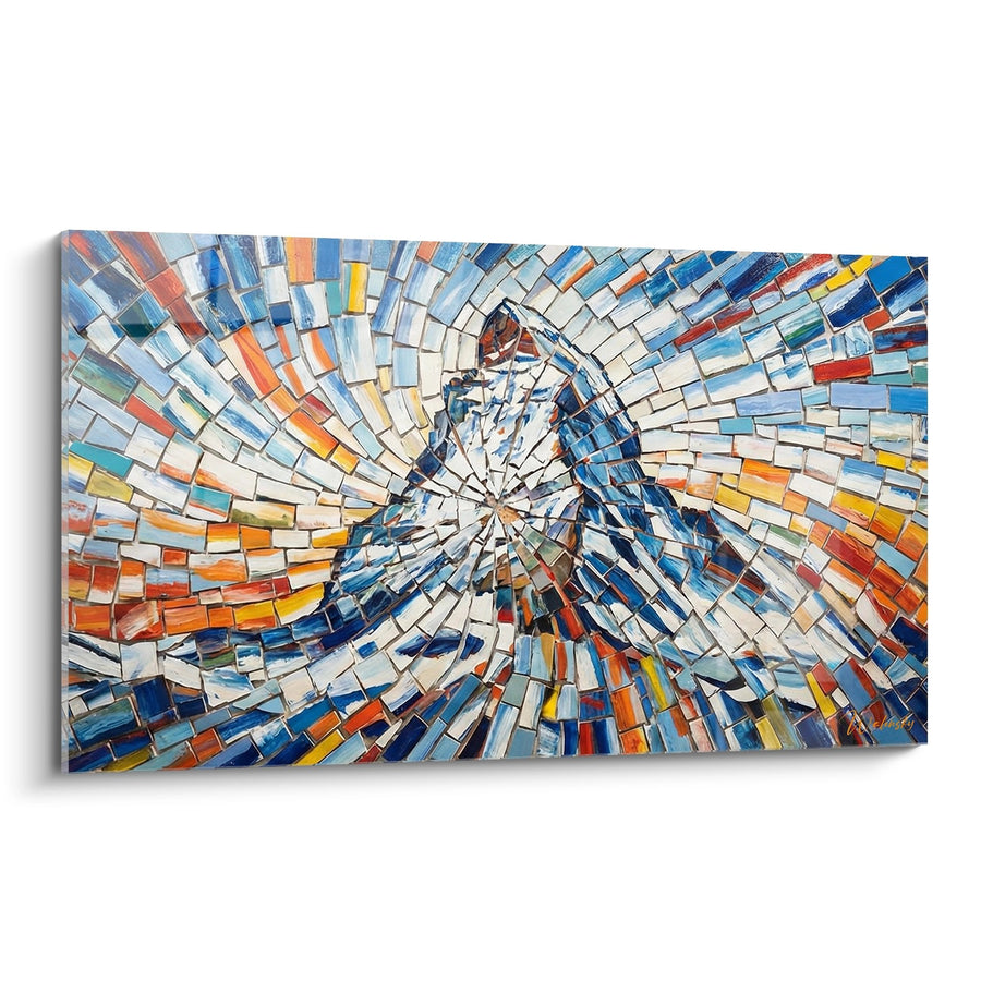 Tableau Randonneur Mosaïque - Évasion Alpine Abstraite - Edition Les Alpes