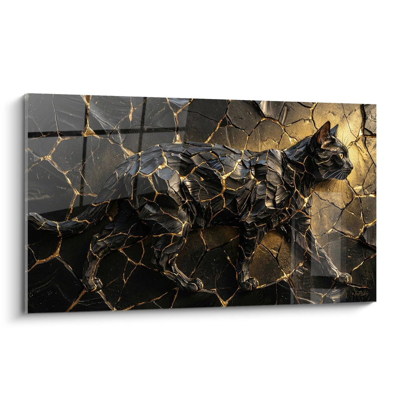 Golden Bombay Cat Wall Art - Feline Kintsugi - Bombay Cat Edition