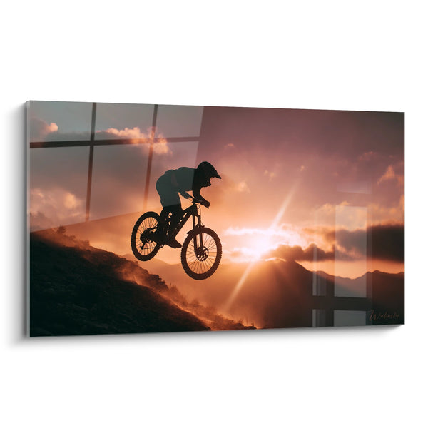 Tableau VTT Saut Coucher de Soleil - Adrénaline Dorée - Edition VTT