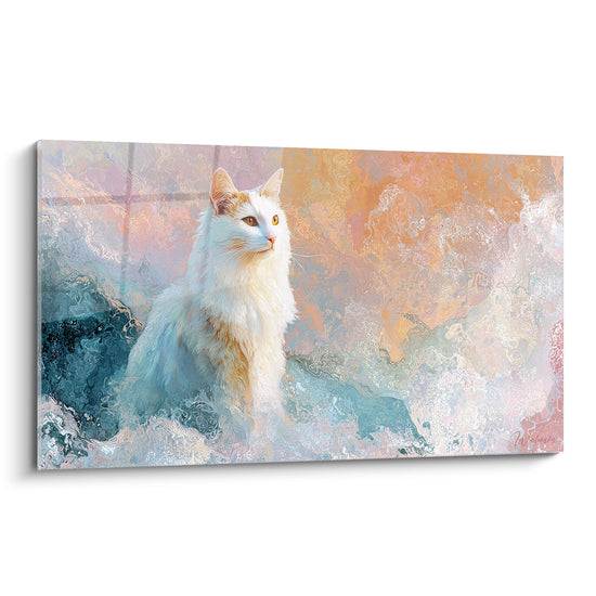 Schilderij Kat Turkse Van Aquarel - Pastelwolken - Kat Turkse Van Editie