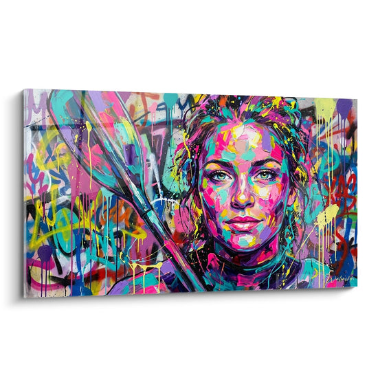 Tableau Portrait Femme Graffiti - Explosion Colorée - Edition Kayak