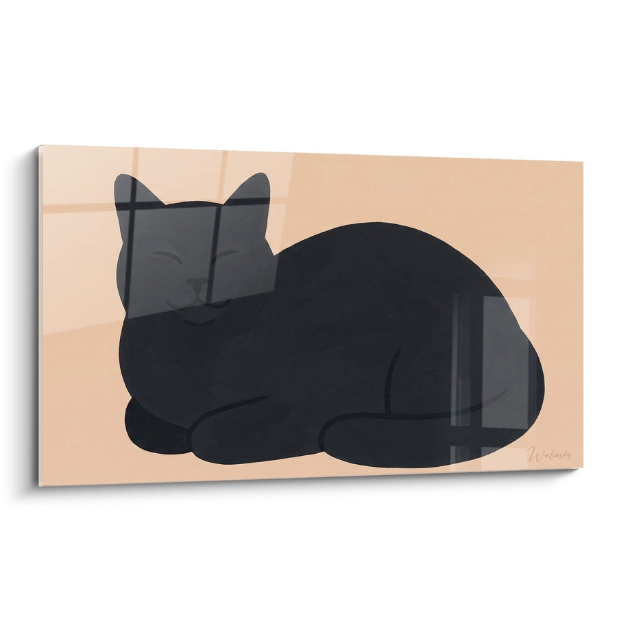 Tableau Chat Noir Endormi - Sérénité Féline - Edition chat Bombay