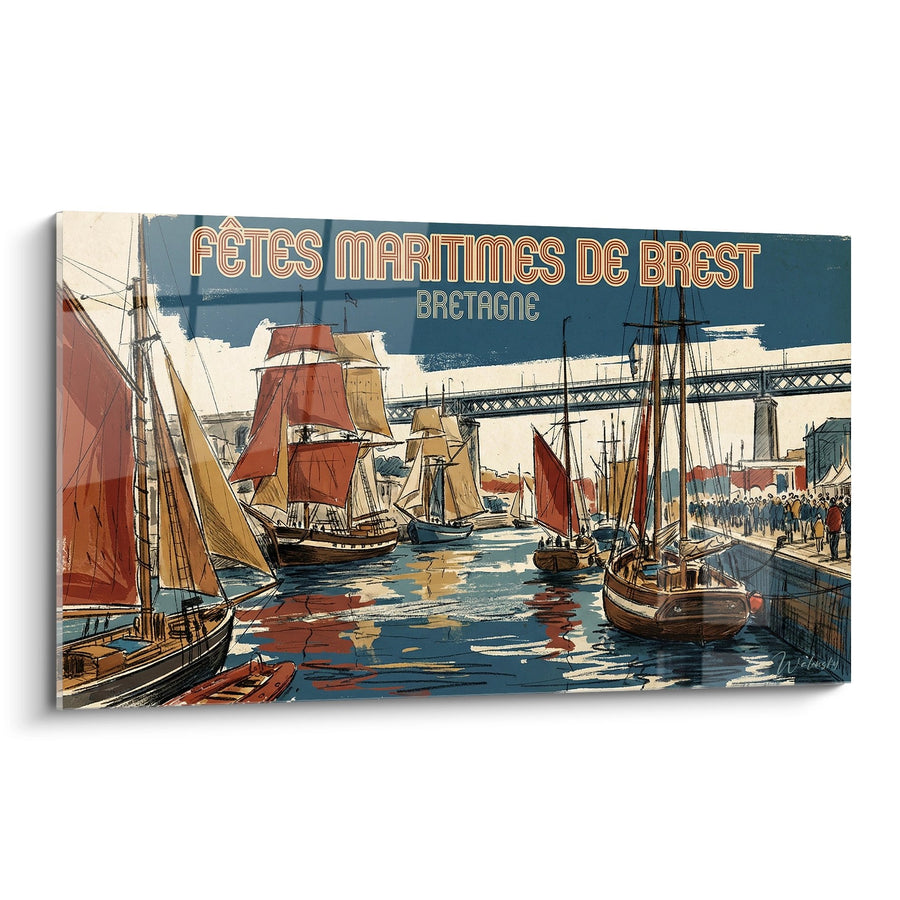 Tableau Fêtes Maritimes de Brest - Port de Brest Vintage - Edition Bretagne