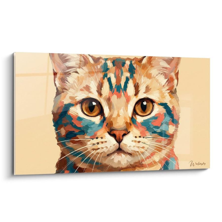 Tableau Chat American Shorthair Coloré - Portrait Artistique aux Teintes Vives - Edition chat American Shorthair
