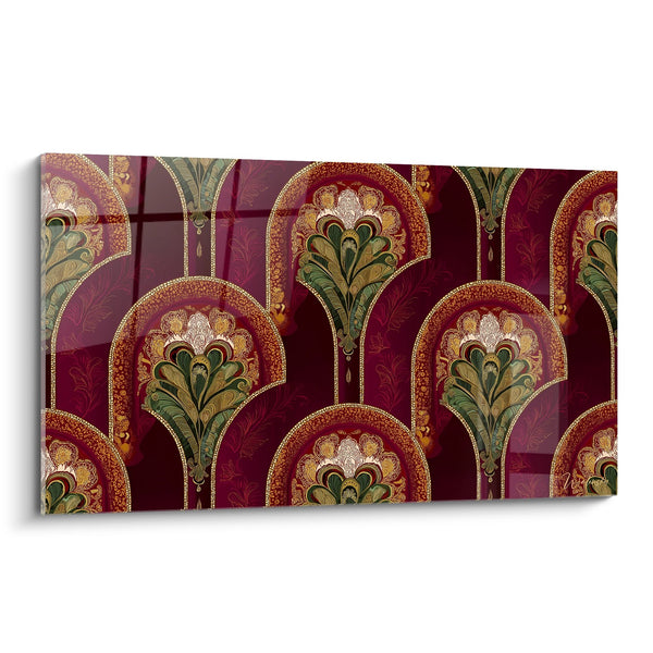 Cuadro Motivos Art Deco - Elegancia Borgoña y Oro - Edición Art Déco
