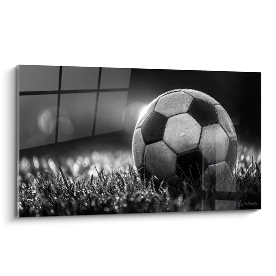 Fußball-Ballon auf Spielfeld - Schwarz-Weiß Leidenschaft - Fußball Edition