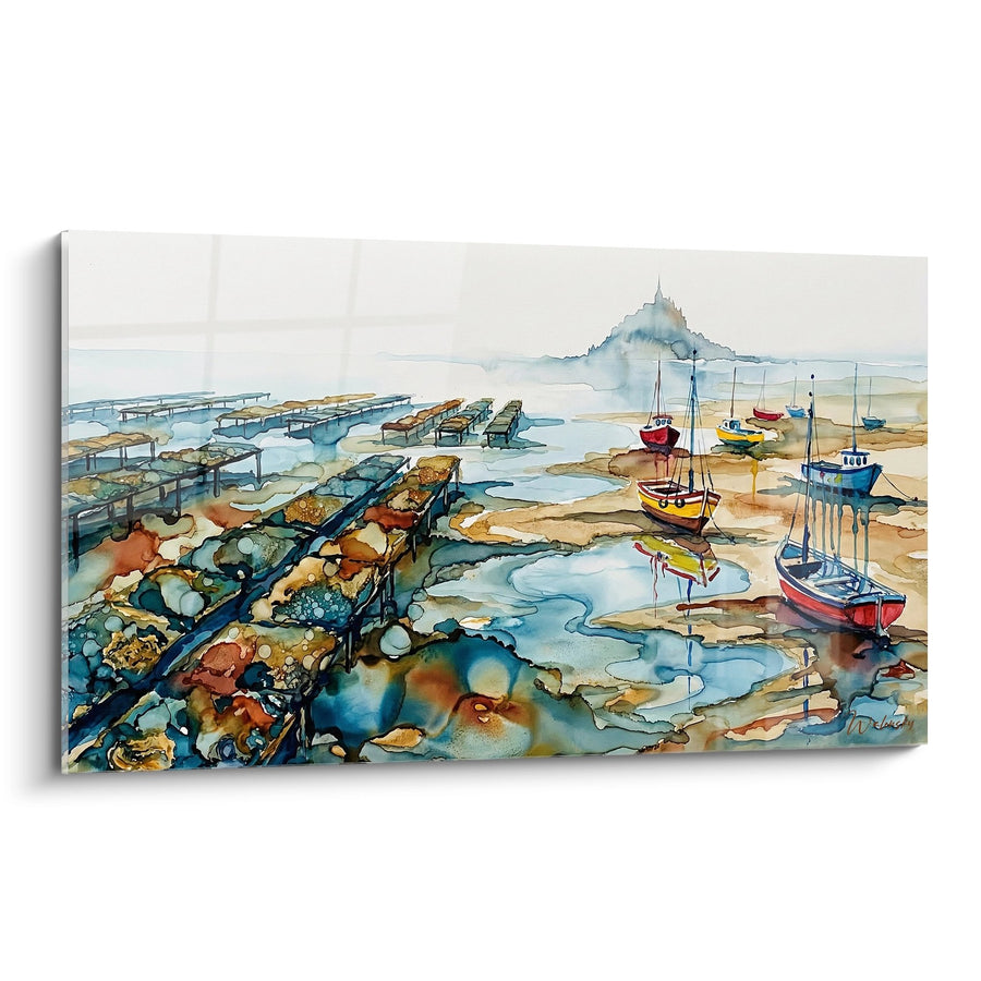 Tableau Port de Bretagne - Aquarelle Maritime au Mont Saint-Michel - Edition Bretagne