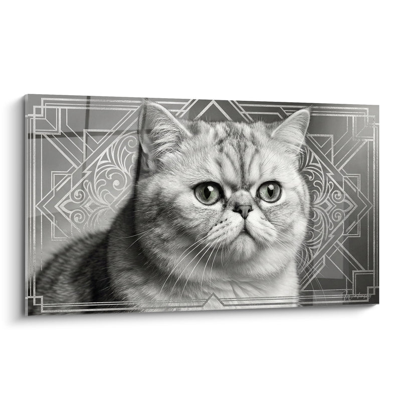 Tableau Chat Exotic Shorthair Portrait - Regard Hypnotique Art Déco - Edition chat Exotic Shorthair