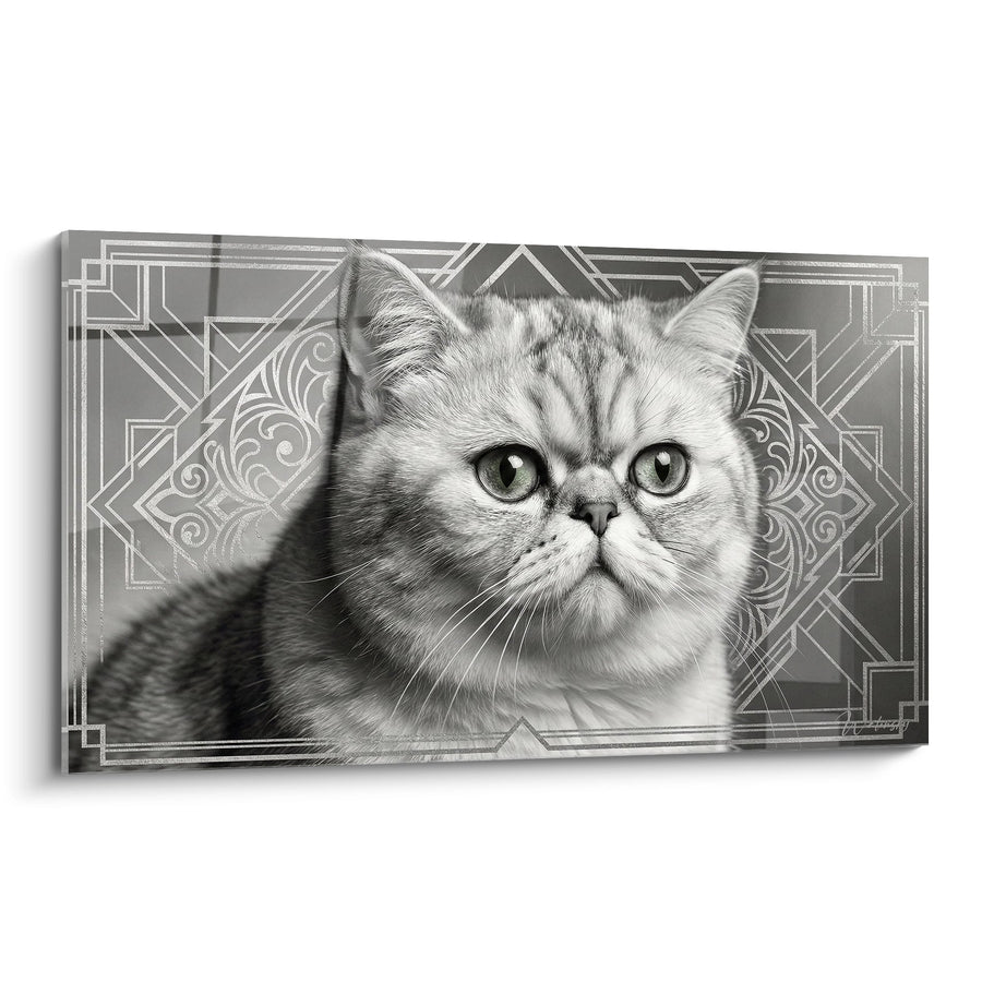 Tableau Chat Exotic Shorthair Portrait - Regard Hypnotique Art Déco - Edition chat Exotic Shorthair