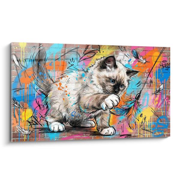 Schilderij Kat Ragdoll Street Art - Graffiti Kleurrijk - Editie kat Ragdoll