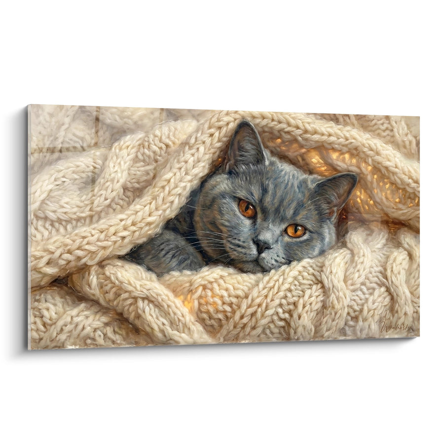 Tableau Chat British Shorthair Endormi - Douceur Hivernale - Edition chat British shorthair