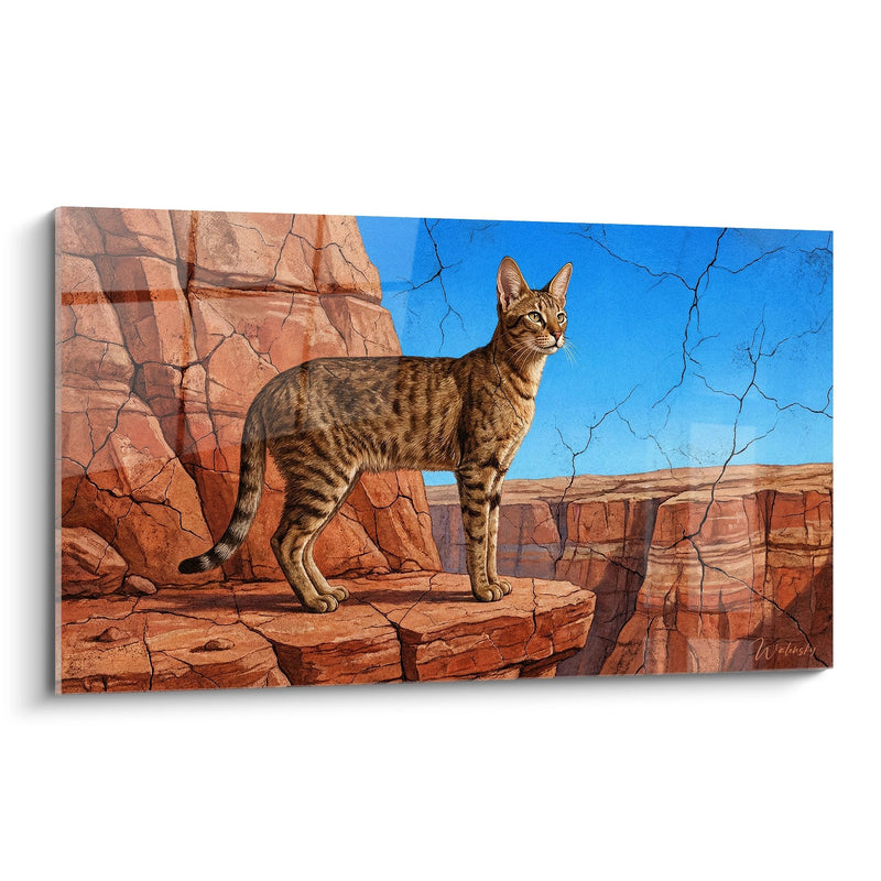 Tableau Chat Chausie sur Canyon Rouge - Majesté du Désert - Edition chat Chausie