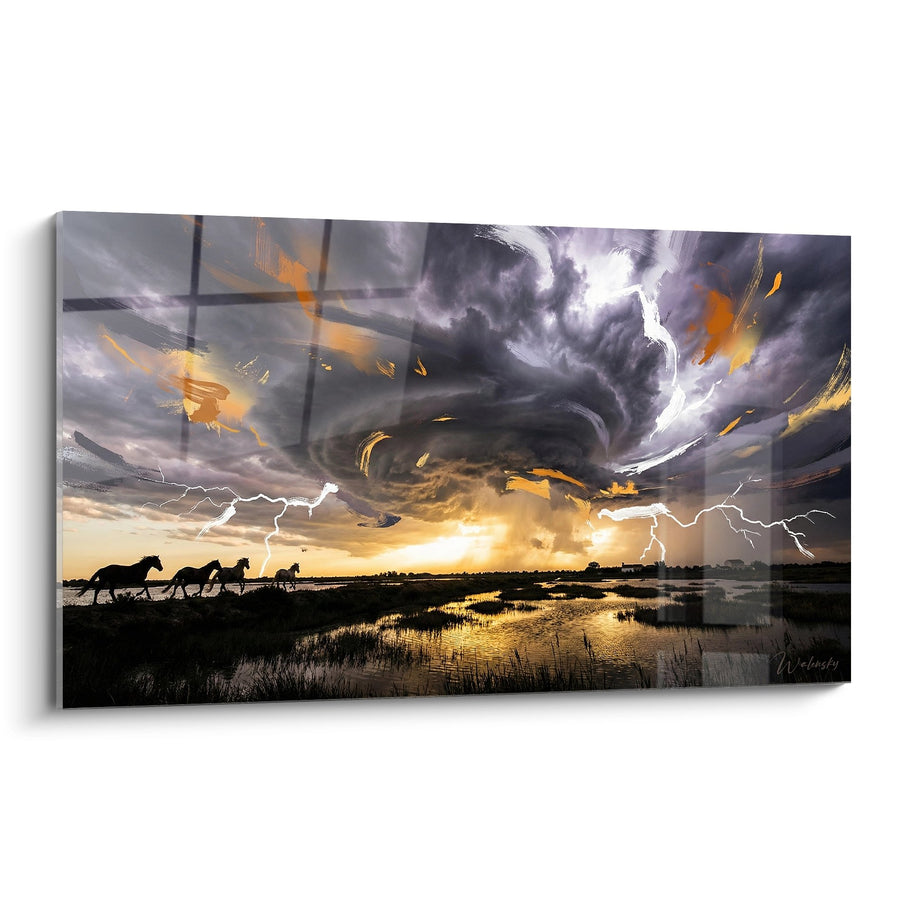 Tableau Chevaux Sauvages - Orage en Camargue - Edition Camargue