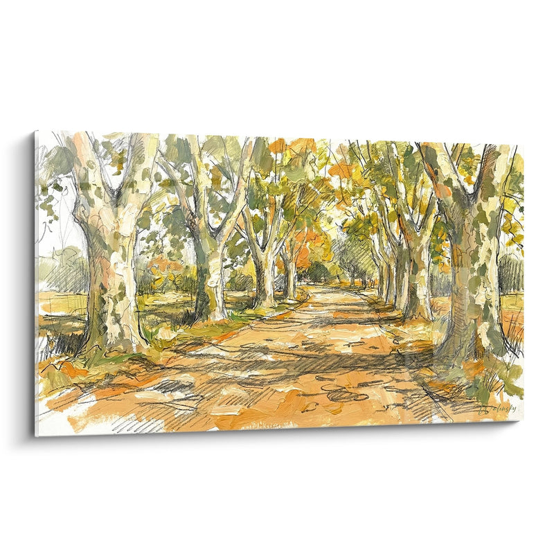 Gemälde Platanen-Allee - Weg des provenzalischen Herbstes - Edition Provence