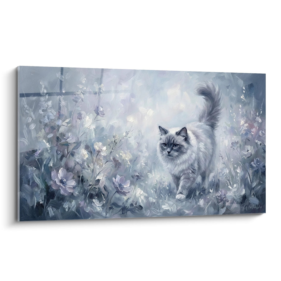 Tableau Chat Ragdoll dans Jardin Fleuri - Douceur Printanière - Edition chat Ragdoll