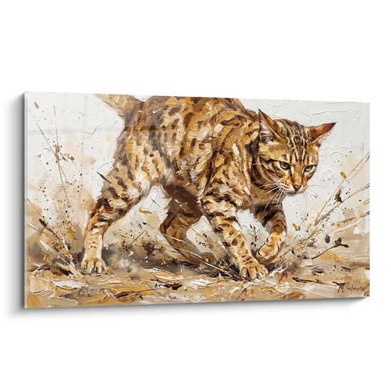 Schilderij Kat Ocicat in Beweging - Wilde Drang - Editie kat Ocicat