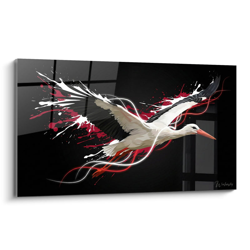 Modern Stork Wall Art - Abstract Flight - Stork Edition