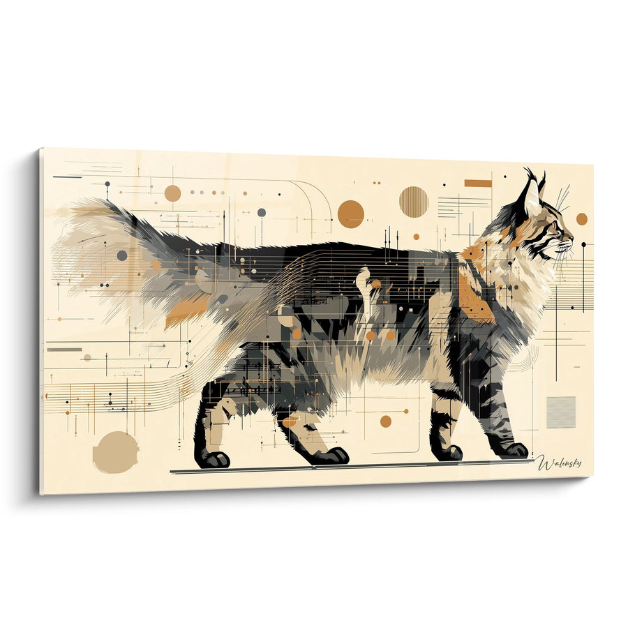 Tableau Chat Maine Coon Abstrait - Art Digital Moderne - Edition chat Maine Coon