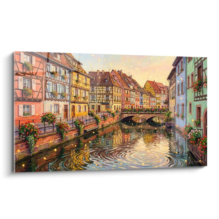 Tableau Canal de Colmar - Petite Venise Alsacienne au Crépuscule - Edition Alsace